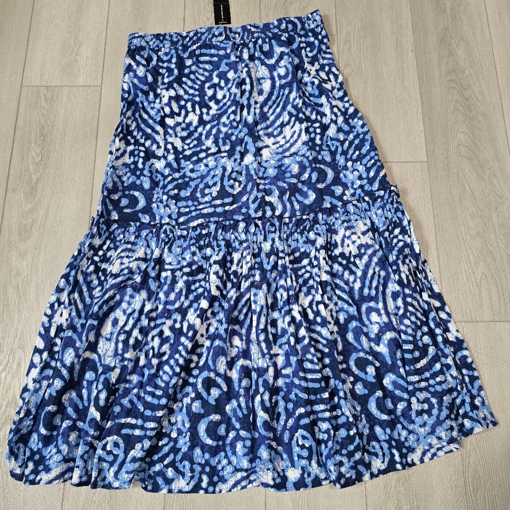 NWT Ashley Stewart Blue/White Maxi Skirt Size 18/20